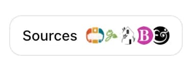 OpenAI 검색 도움말에 공개된 ChatGPT 답변 하단 Sources 버튼과 출처 사이트 아이콘