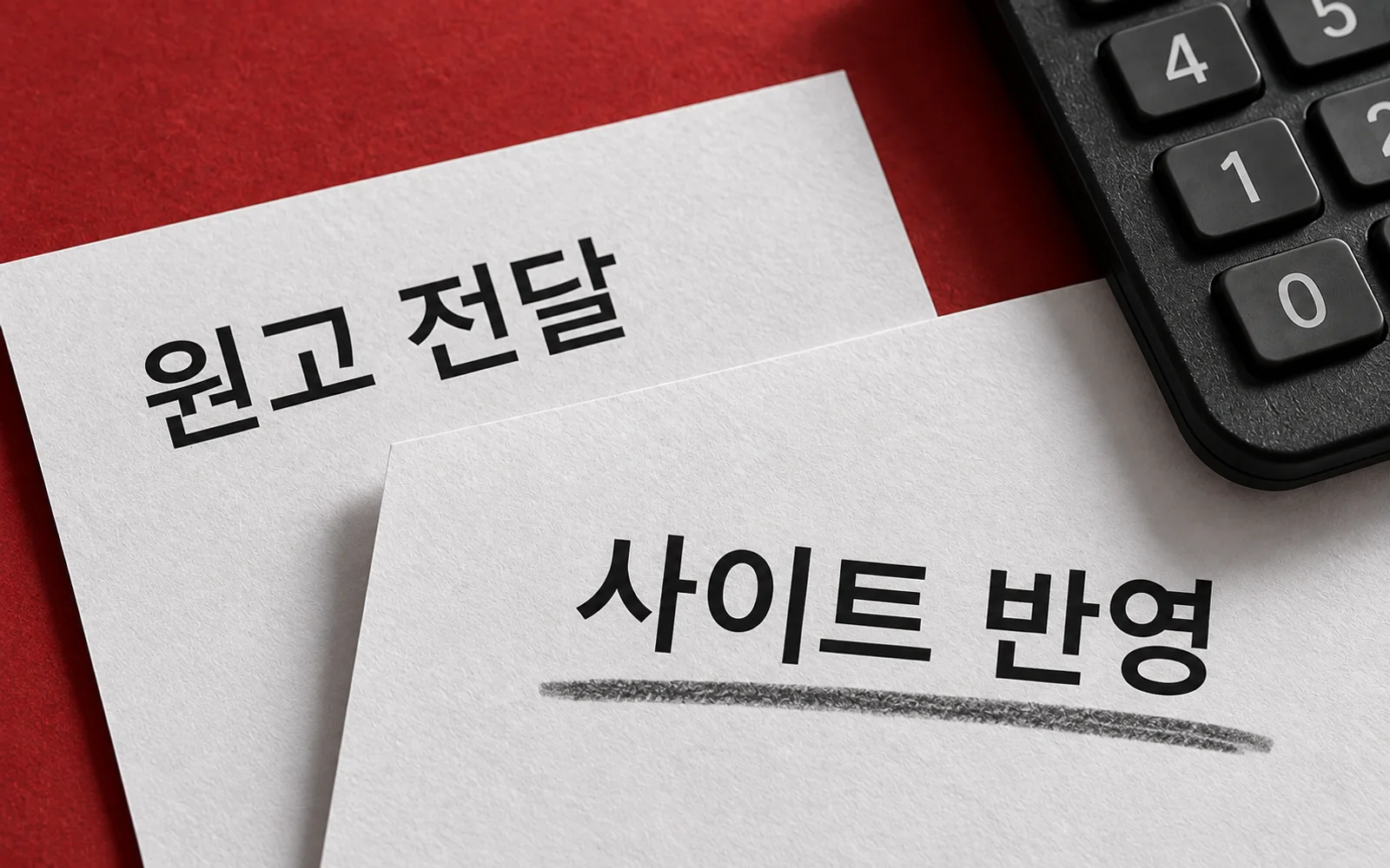 원고 전달과 사이트 반영의 차이를 비교한 제안서 예시